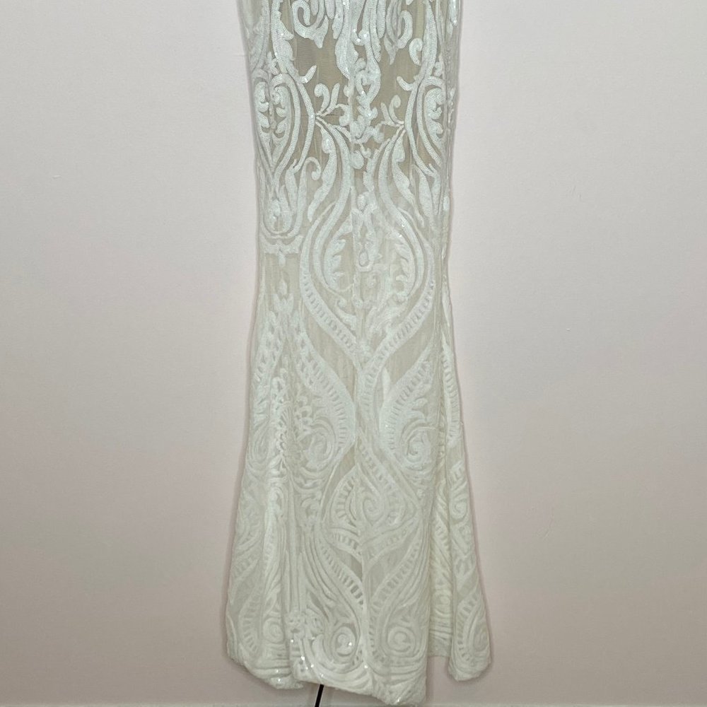 Windsor Meg Formal Sequin Halter Dress White Sz M - Picture 11 of 15